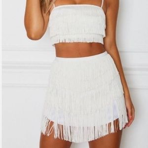 White Fox Two Piece Fringe Outfit